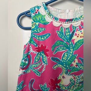 Lilly Pulitzer Tropical Coastal Pink Green Teal Pattern Shift Dress w Ties Sz 2